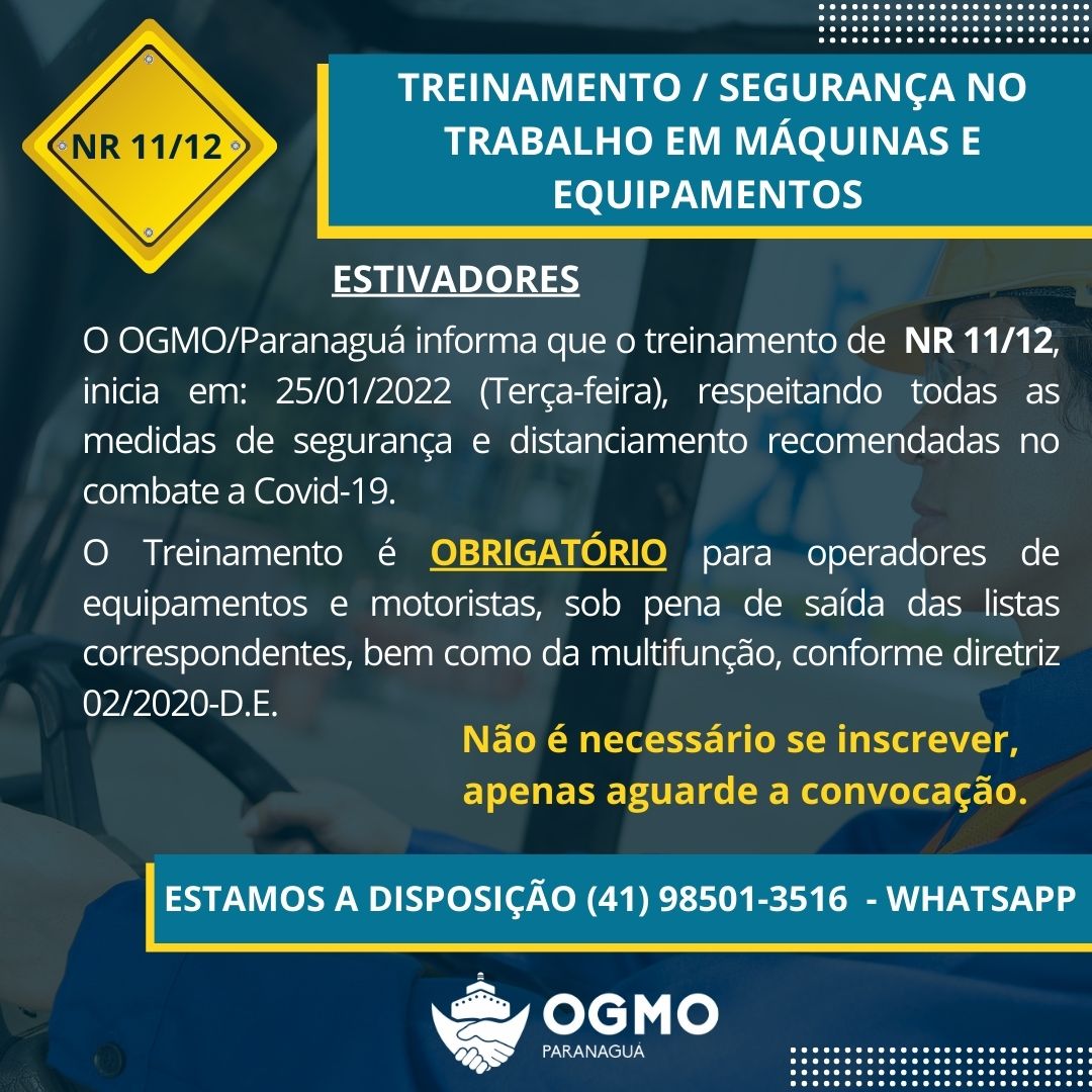 TREINAMENTO / Segurança no Trabalho em Máquinas e Equipamentos